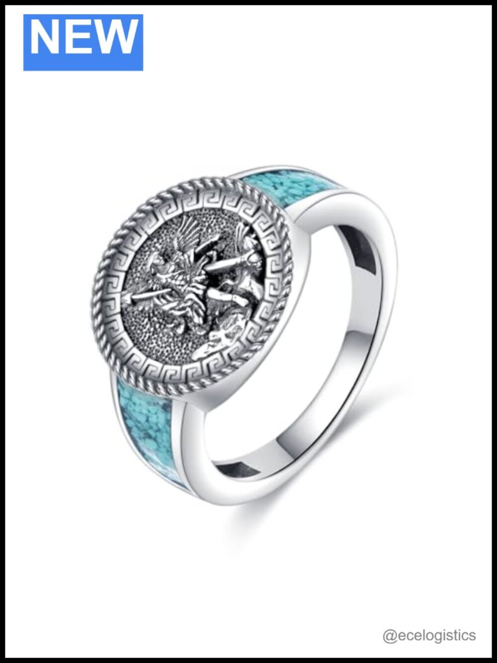 925 Sterling Silver St. Michael Archangel Signet Ring Religious Jewelry Gift